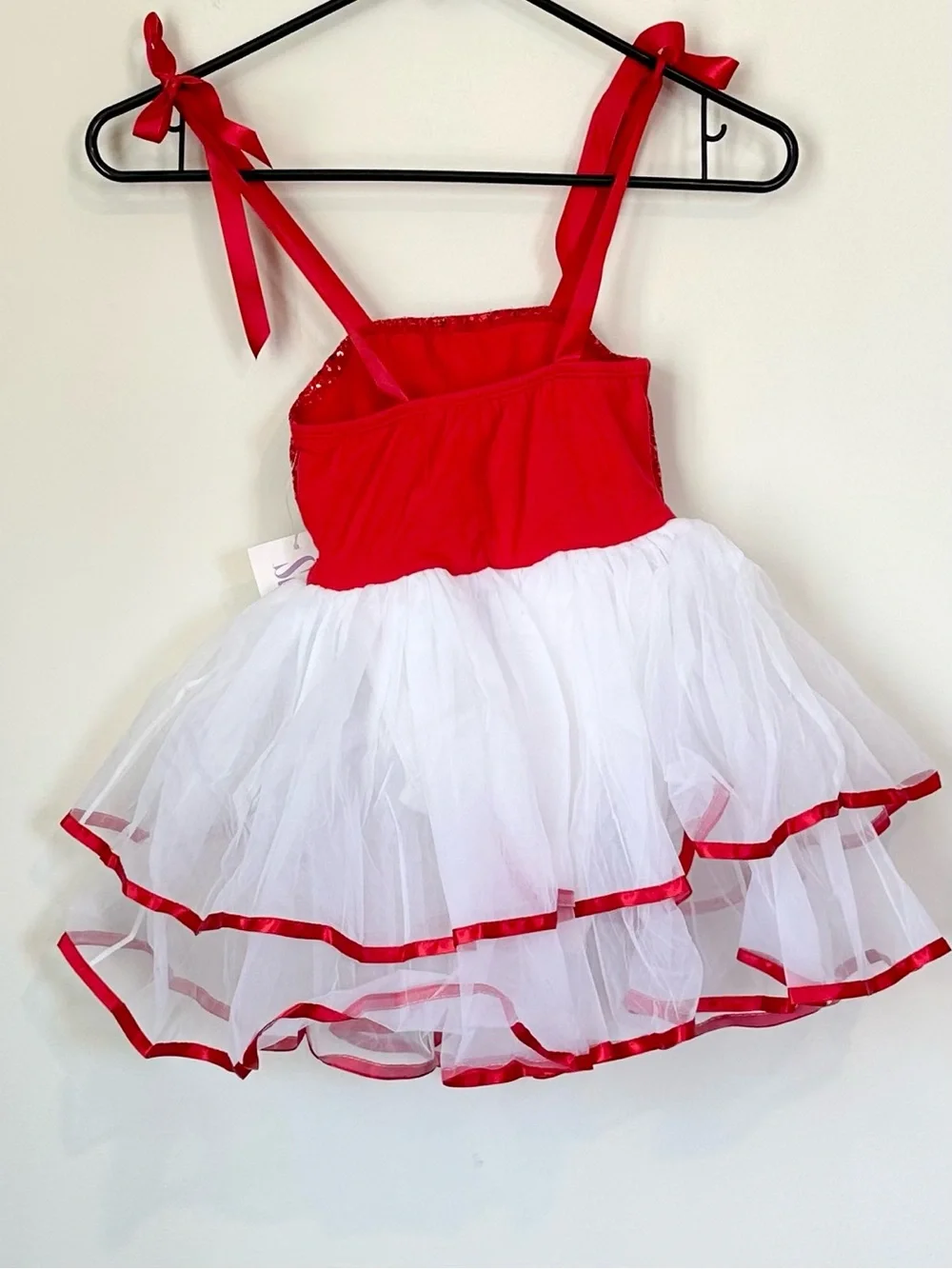 NWT Kids Red & White Sequin Tutu Dance Costume - Size: SC